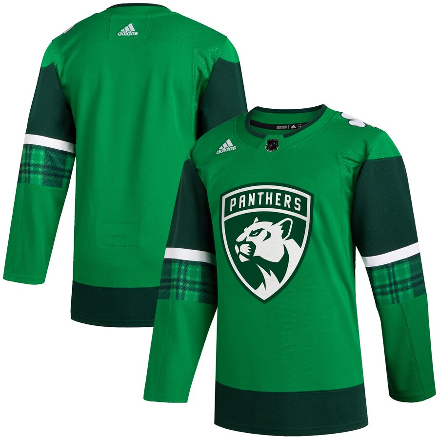 Florida Panthers Blank Men Adidas 2020 St. Patrick Day Stitched NHL Jersey Green
